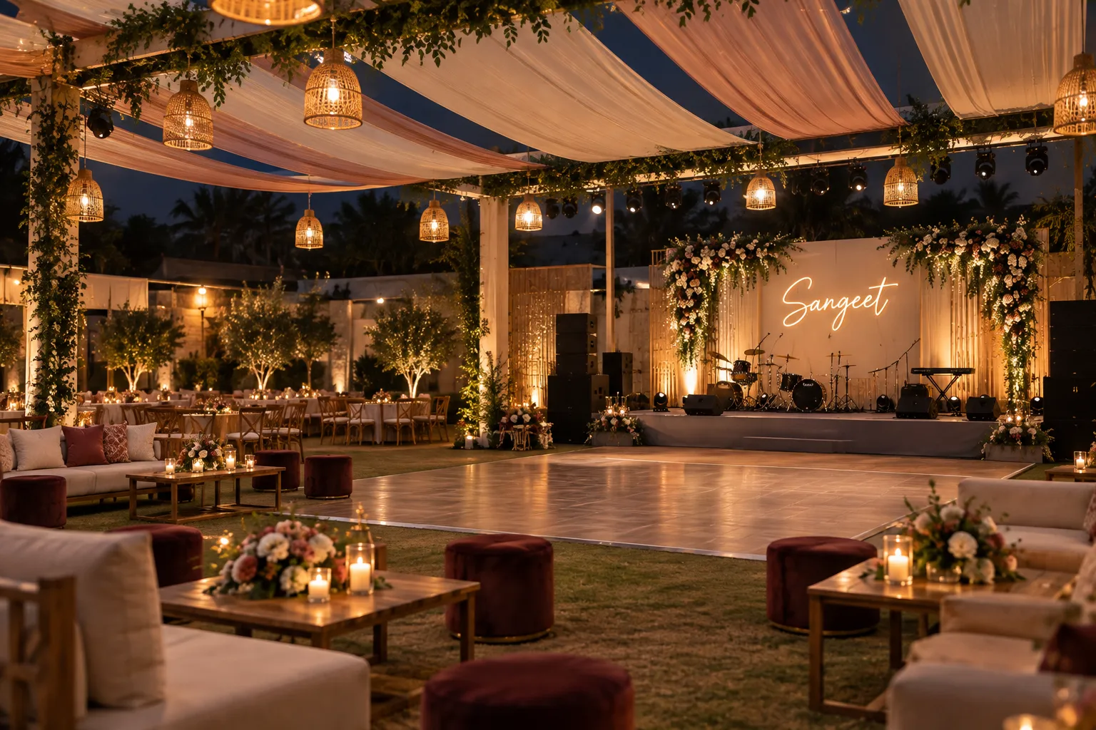 Vibrant Sangeet & Haldi Décor Ideas in Mumbai: Marigold Canopies, Neon Stages & Velvet Lounges
